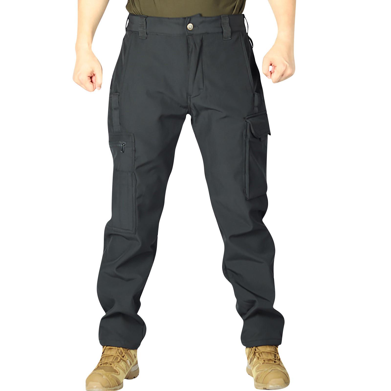 

Мужские комбинезоны, повседневные брюки с несколькими карманами и завязками, походные брюки, хлопковые саржевые брюки XL чёрный