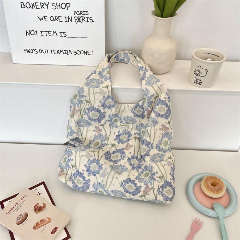 New Pastoral Floral Shoulder Handbag Commuting Large-capacity Vest Bag Going Out Canvas Bag