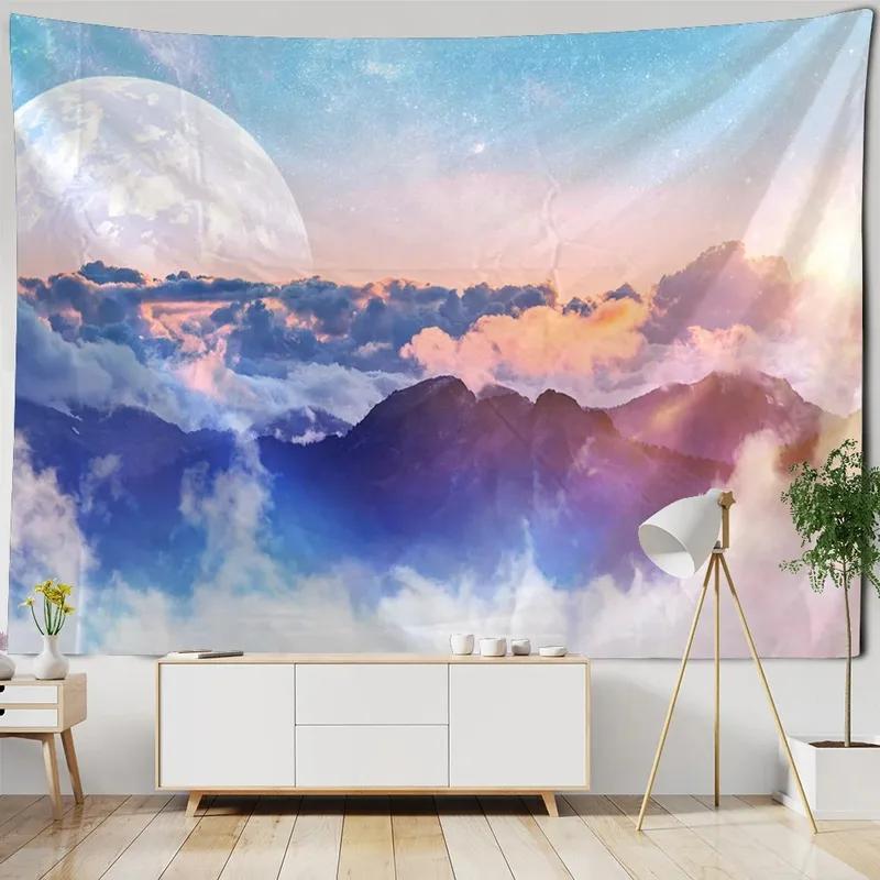 Water Moon Night Scene Pattern Tapestry Home Wall Decoration Tapestry Bedroom Living Room Tapestry