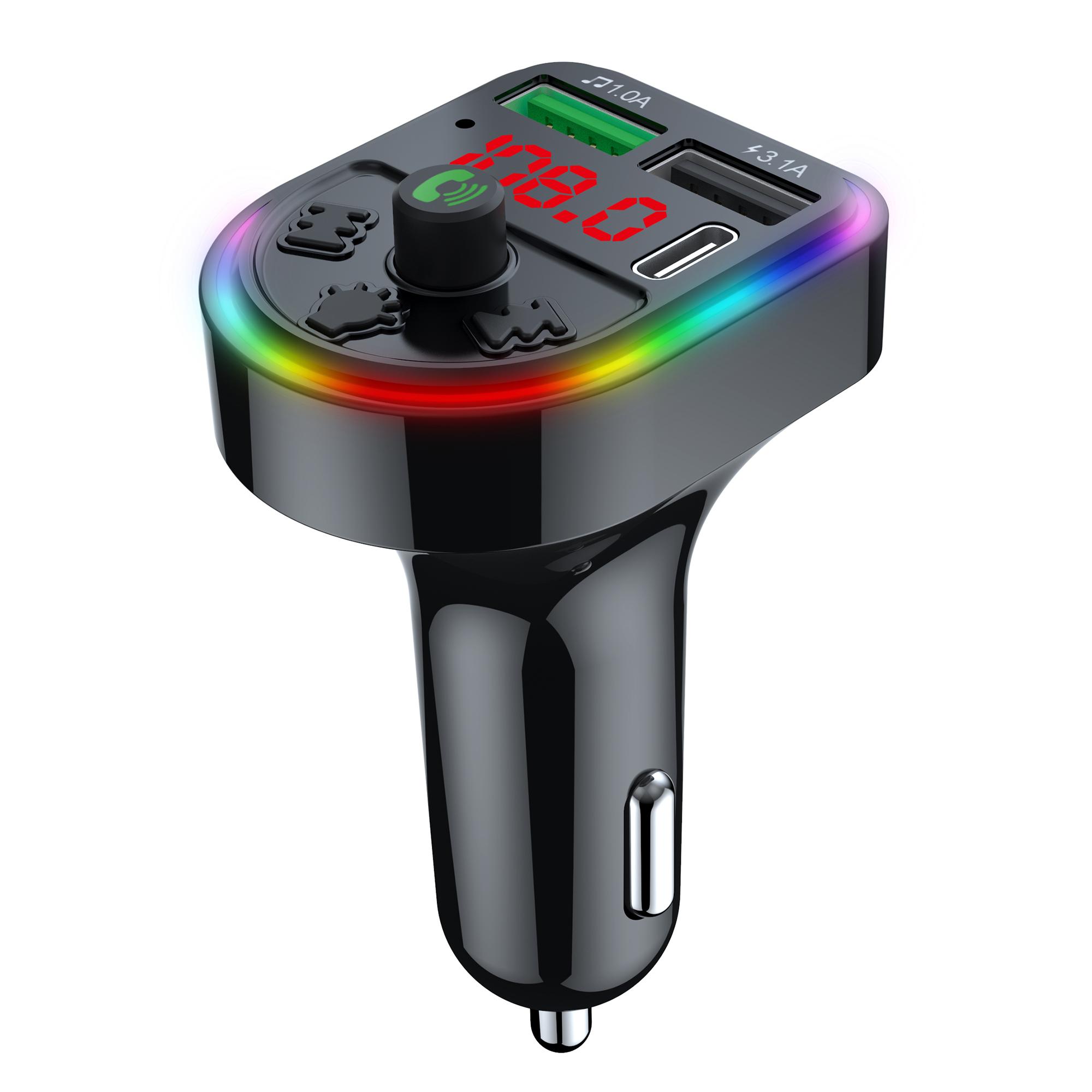

F21 Bluetooth-compatible Car Adapter Handsfree Call FM Transmitter HiFi Sound MP3 Music Player PD+USB Car Charger Type A