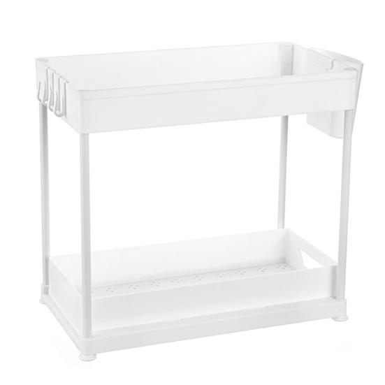 Bathroom Storage Rack with Hooks Pockets Drainage Double-layer Large Capacity And Pull-out Drawer Anti-skid