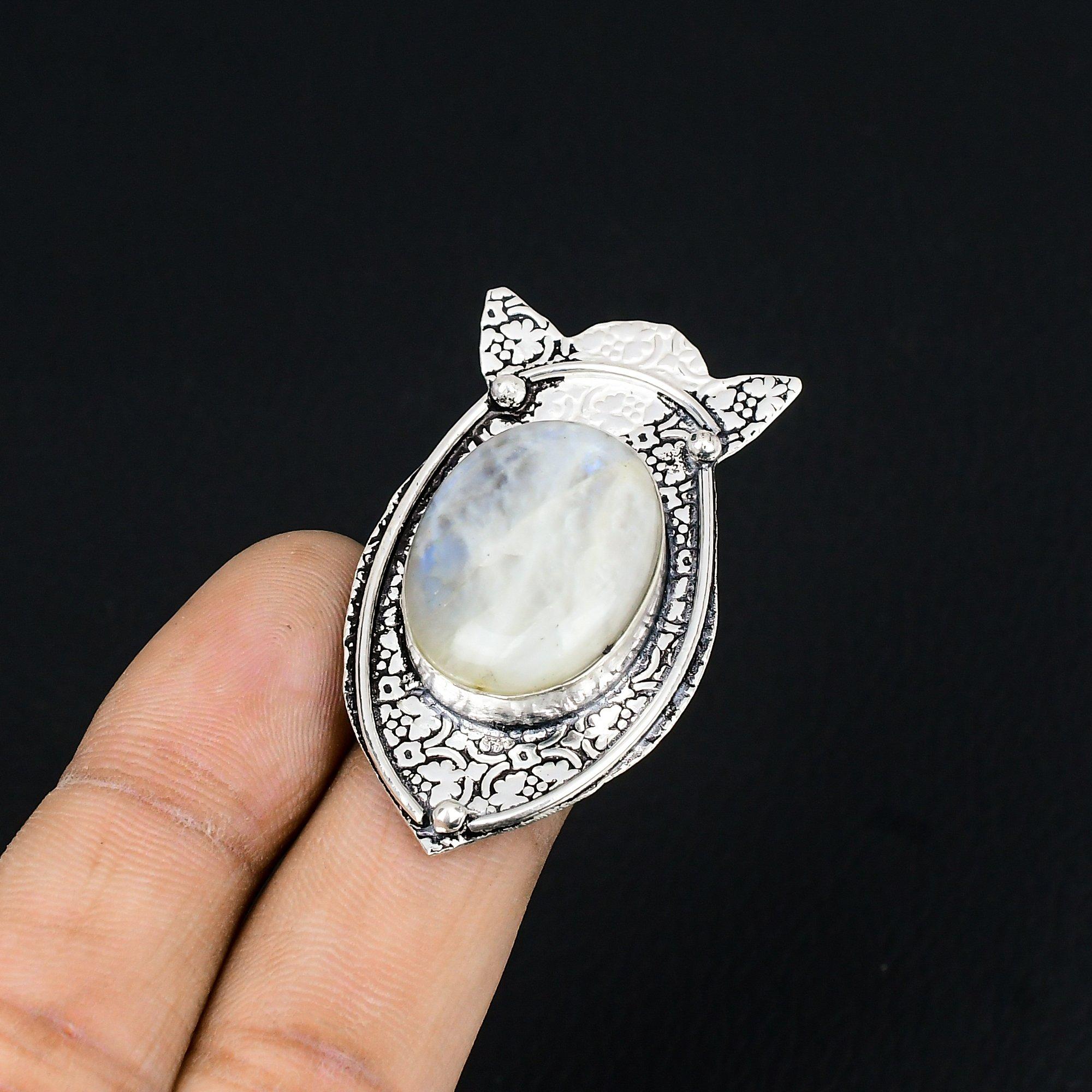 Natural Rainbow Moonstone Gemstone Multi Stone Ring Size 6 925 Silver For Women 6