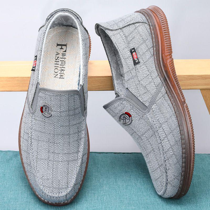 Men's Slip-on Old Beijing Canvas Shoes - Breathable, Non-slip, Wear-resistant Sole, Spring/Autumn Casual Footwear
