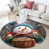 Snowman with Birds Round Area Rug,Carpet Rug for Living Room Bedroom Sofa Playroom Decor,Non-slip Floor Mat