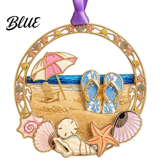 Beach Theme Holiday Decorations Christmas Ornaments Vacation Themed Tree Hanging Decoration Acrylic Lightweight Metal Pendants Slipper Shell