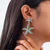 Accessories, Blue Oil-dripping Flower Fringed Earrings, Niche Personalized Design Sense, Five-leaf Flower Stud Earrings for Women