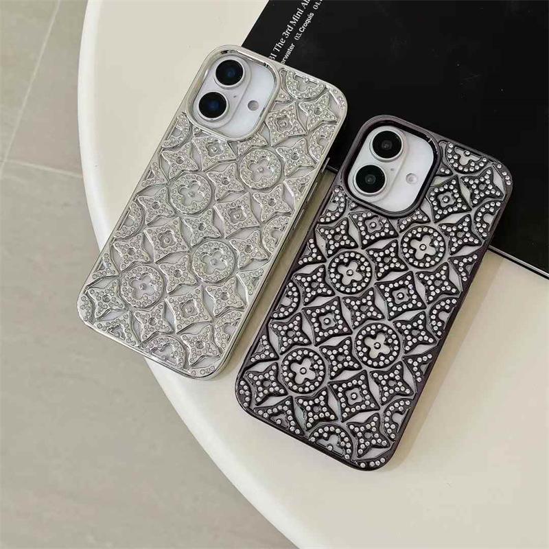 Custodia lussuosa con strass e gemme, placcata in diamanti, morbida, per iPhone 16 15 14 13 Pro Max 11 Pro 12 Pro Max, cover glitterata per la protezione della fotocamera, Coque