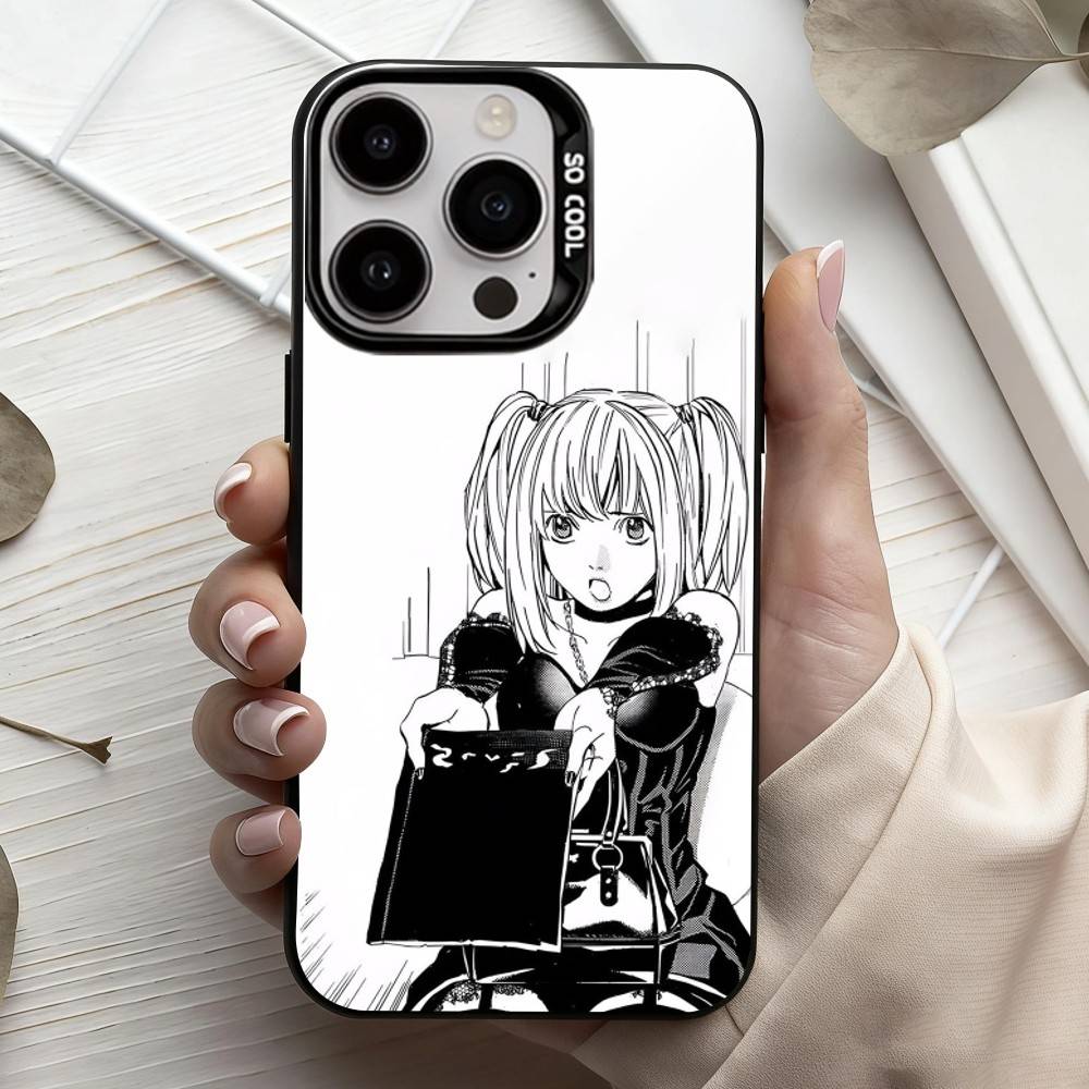 Funda para teléfono M-Misa D-Death N-Note para iPhone 17, 16, 15, 14, 13, 12, 11 Plus, Pro Max, color plata caramelo, interior chapado.