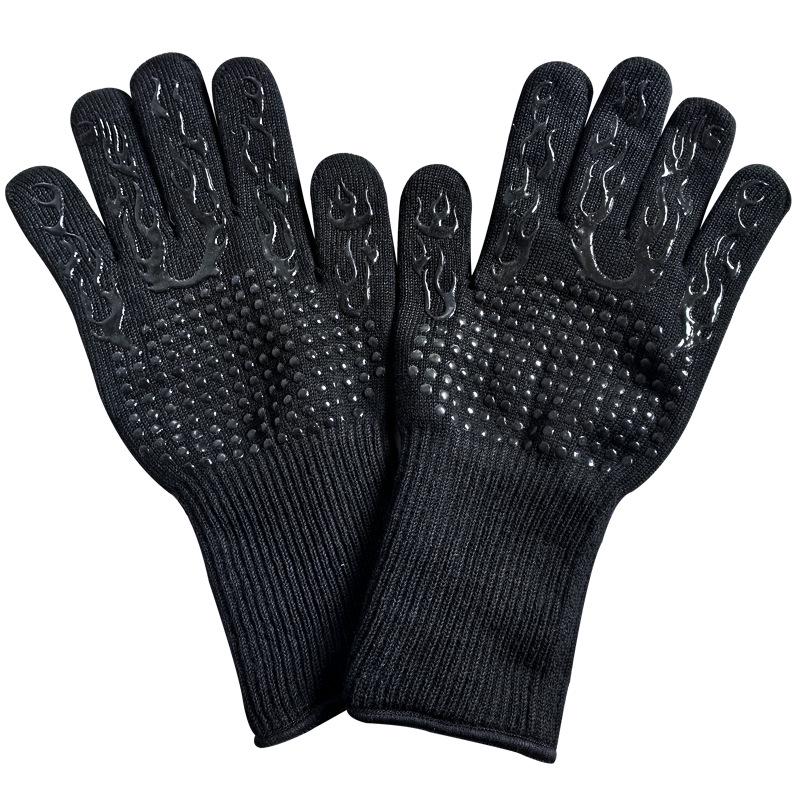 Thickened Aramid BBQ Gloves - 500°F Flame Retardant & Insulated, EN407 Certified, Customizable Anti-Scalding Protection