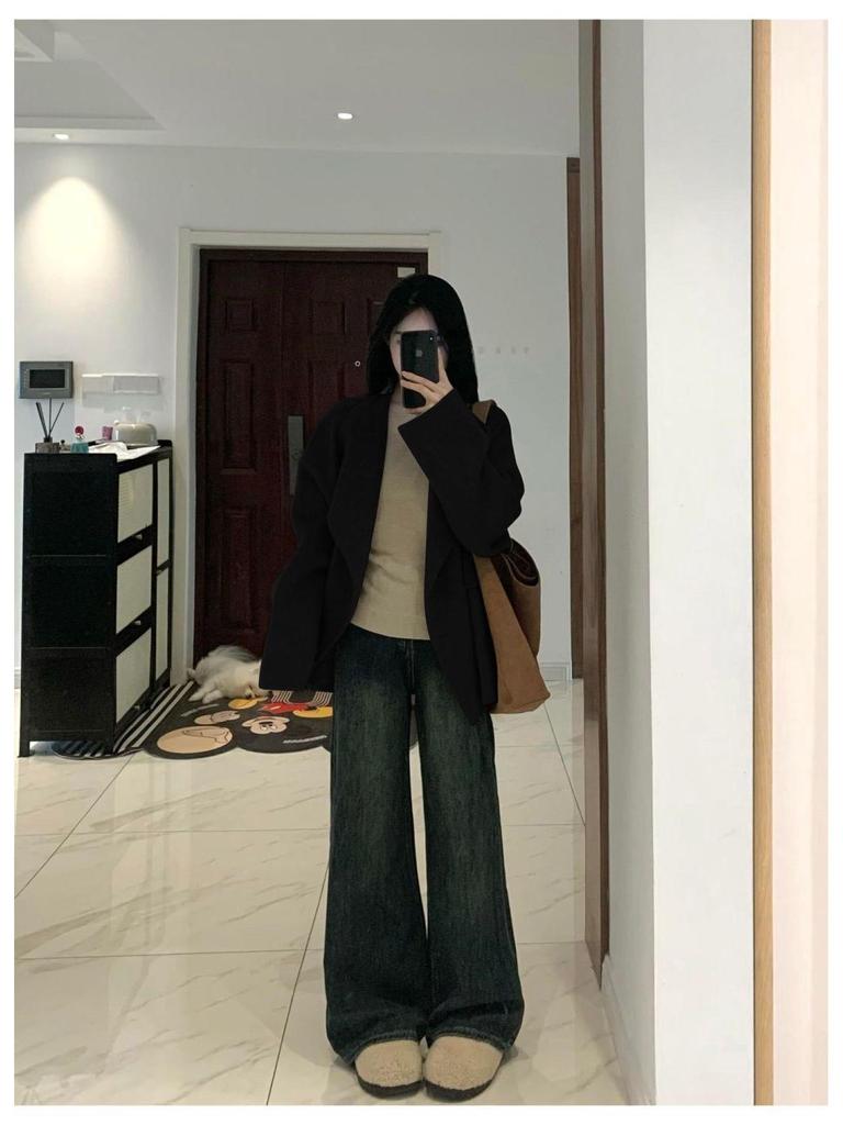 Women's 2025 Korean Style Loose Woolen Coat - Autumn/Winter Temperament