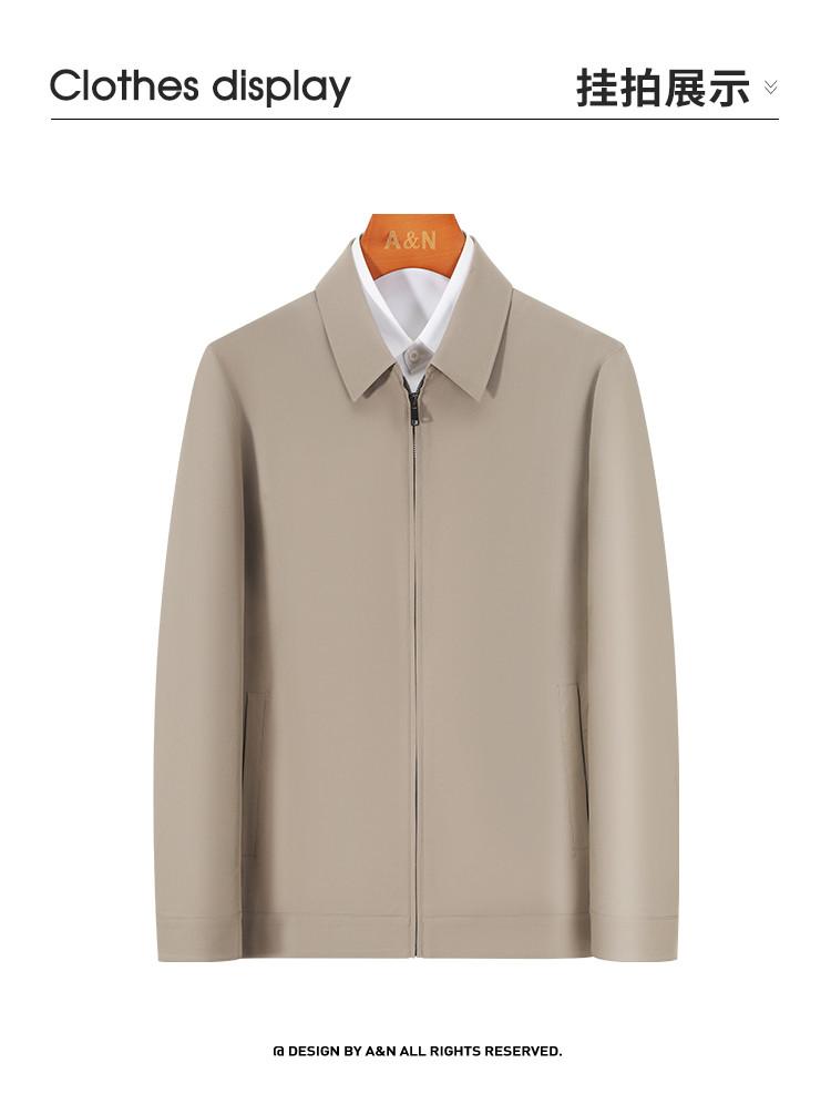 High End Business Executive Jacket with Mulberry Silk and Nylon Stretch, Men's and Middle-aged Solid Color Spring Top Jacket