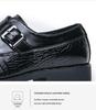 Men's Formal Crocodile Pattern Monk Strap Slip-On Shoes for Weddings and Business