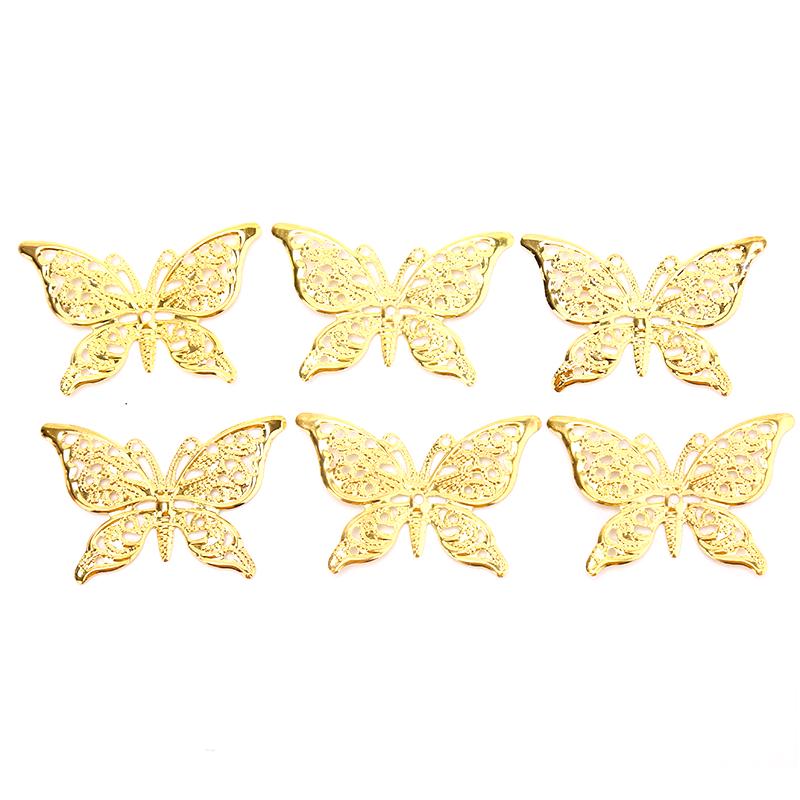 50Pcs Vintage Butterfly Filigree Wraps Connectors Metal Craft Diy Jewelry Making