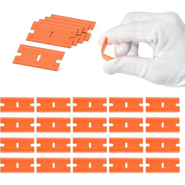 Plastic Scraper with 100/200 Plastic Blades Multipurpose Window Scraper Non-Scratch Scraper for Removing Stickers Decals Glue