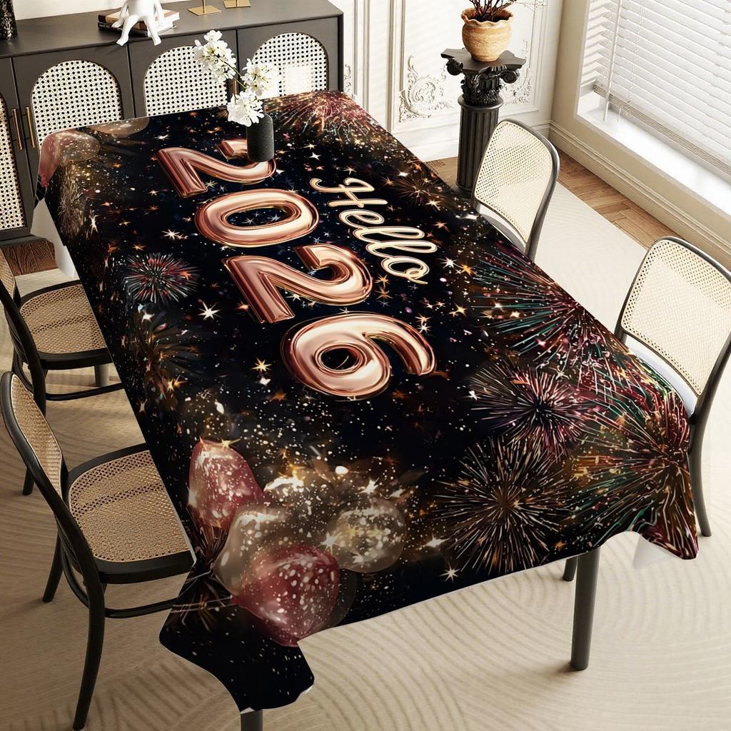 Happy New Year 2026 Tablecloth, Atmospheric Photo Backdrop, Home Decor Placemat, Nordic Style Cover Cloth