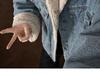 Men's Retro Velvet Denim Jacket – Trendy, Warm, Unisex, Loose-Fit with Multi-Pockets