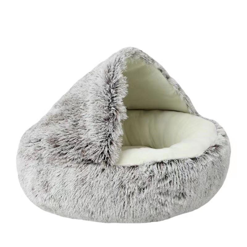 Winter Long Plush Pet Cat Bed Round Cat Cushion Cat House 2 In 1 Warm Dog Basket Cat Sleep Bag Cat Nest Kennel For Small Dog Cat