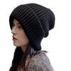 Women's Large Head Circumference Knitted Wool Hat - Versatile, Warm, Slouchy, Solid Color Korean Style for Autumn and Winter