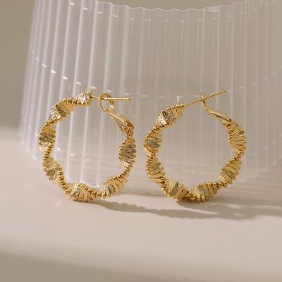 K Gold Plated Cross Twisted Geometric Circle Hoop Earrings For Women