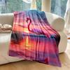 Sunset Flamingo Print Blanket Warm Soft Fluffy Kids Adult Luxury Gifts for Sofa Bed Home Outdoor Travel Camping Multisize