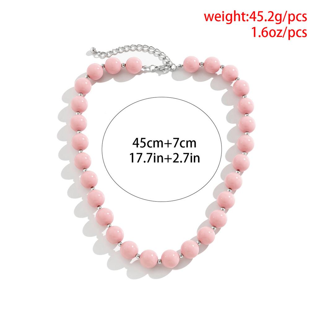Pink Beaded Necklace Simple Collar Necklace Fashion Jewelry Clavicle Chain Gift