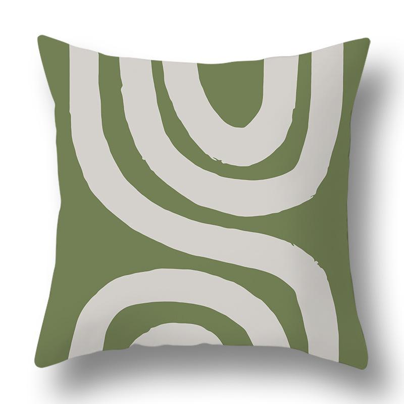 Nordic Abstract Green Geometric Pillowcase Flower Print Home Petal Velvet Pillow Cushion Cover