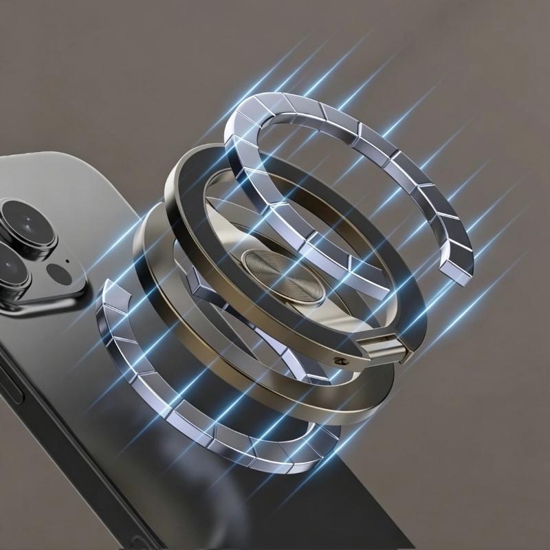 1Pcs 360° Rotating Stand Foldable Double-Sided Phone Holder With Strong Magnet Finger Grip For Phone 17/16/15/14/13