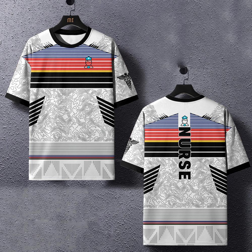 

Летняя мужская футболка, повседневные топы с короткими рукавами, пуловер с круглым вырезом и принтом медсестры, одежда больших размеров, рабочая одежда для больниц, мужские футболки 6XL