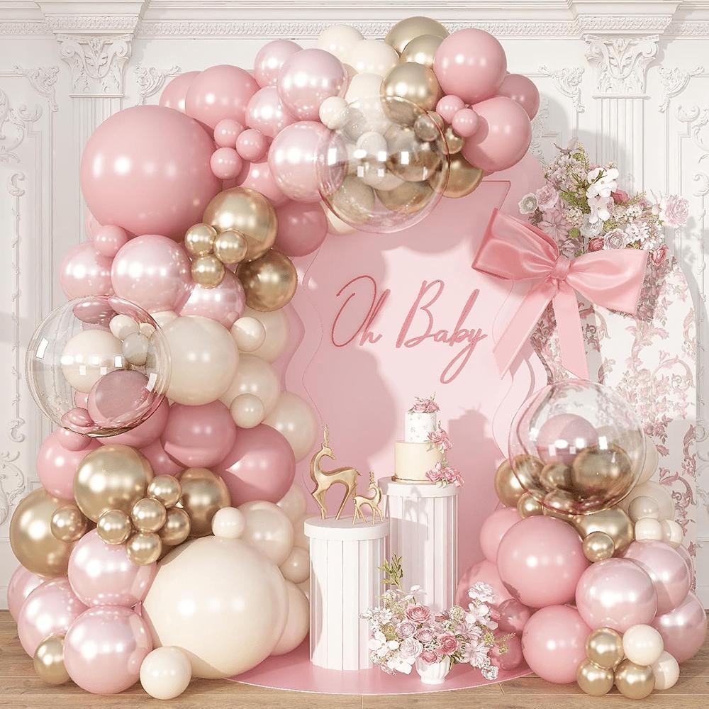 137pcs Vintage Pink Rose White Sand Latex Balloons Garland Arch Kit for Birthday Wedding Anniversary Party Home Decor Supplies