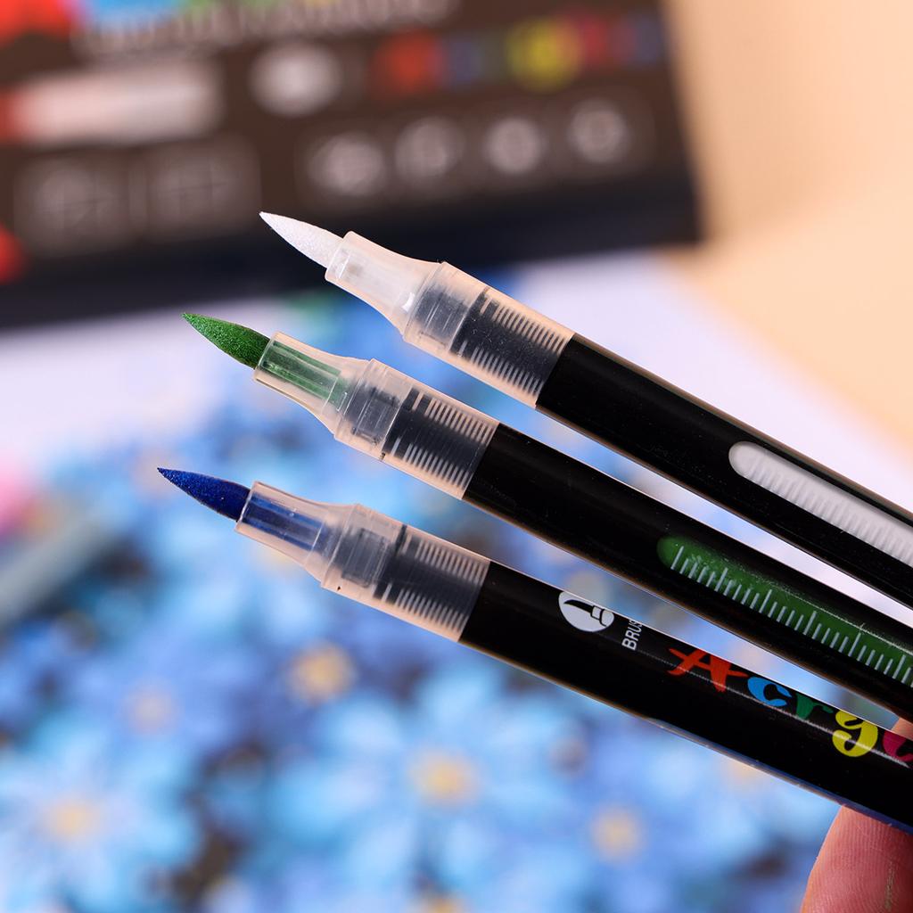 24 Colors Acrylic Paint Pens Liquid Brush Markers Set For Rock Ceramic Glass Painting