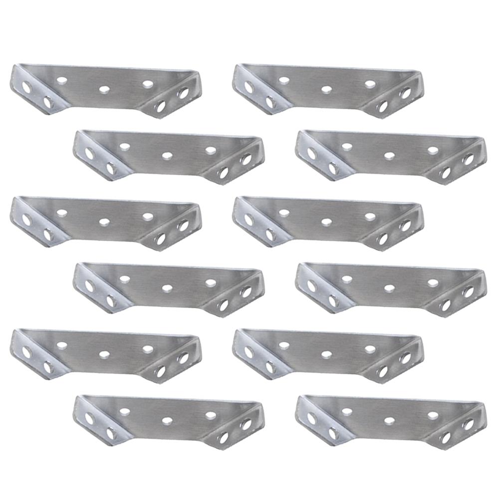 

12Pcs Trapeziform Angle Brackets Heavy Duty Corner Bracket 90 Degree Joint Fastener for Wall Shelf Storage Fixing 6.9X2X1.2CM