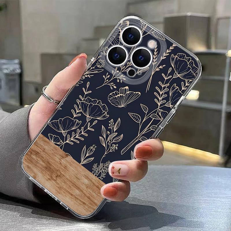 Pink Flower Pattern Clear Phone Case For iPhone 17e 17 16 15 14 13 Pro Max 17 16 Pro 16e 12 11 Transparent Shockproof Soft Cover