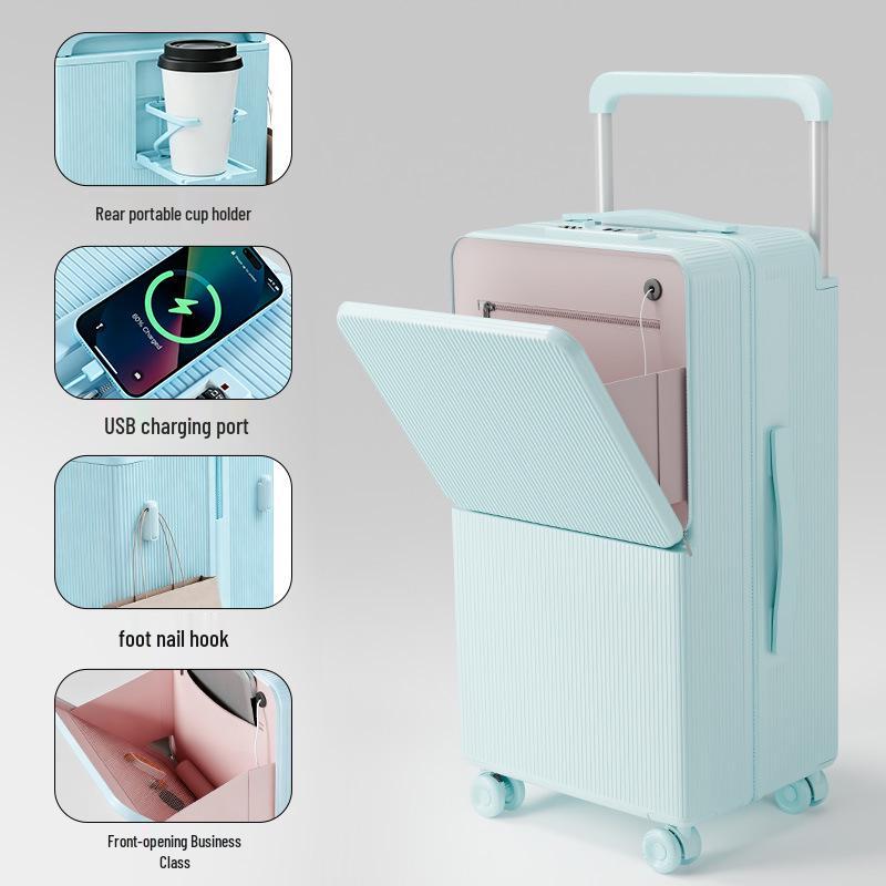 24-Inch Multifunctional Suitcase with Universal Wheels and New Lock System