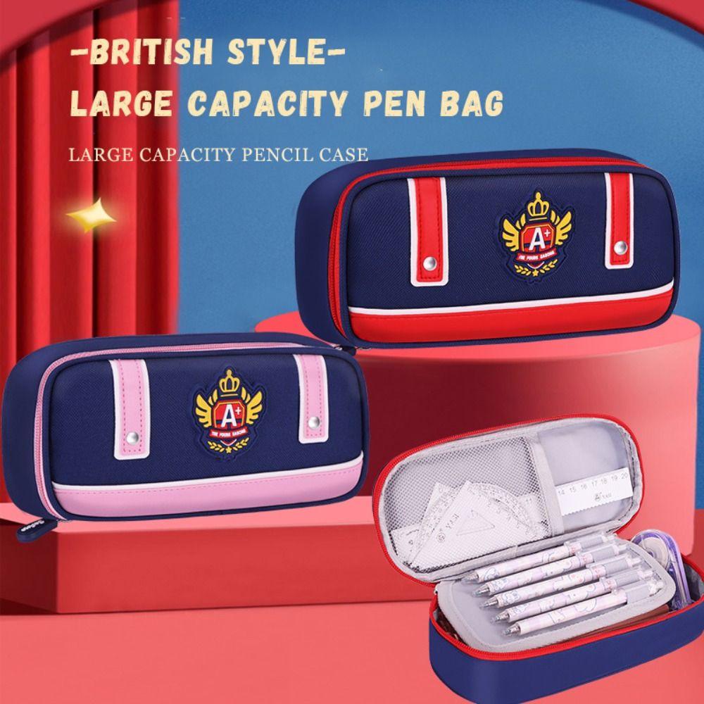 Three-layers Pencil Case British Style Stationery Bag Cartoon Cosmetic Storage Bag  Back To School