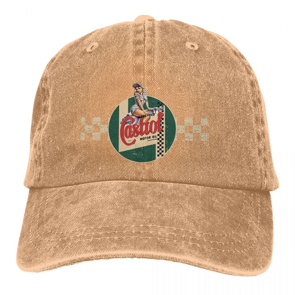 Pure Color Dad Hats Castrol Vintage Racing Stripe Women's Hat Sun Visor Baseball Caps Pin Up Girl Peaked Cap