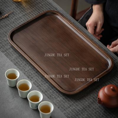 Thickened Bamboo Tea Tray Teaset Accessories Japanese Rectangular Kung Fu Teaset Tray Home Multifunctional Walnut Colored Tray