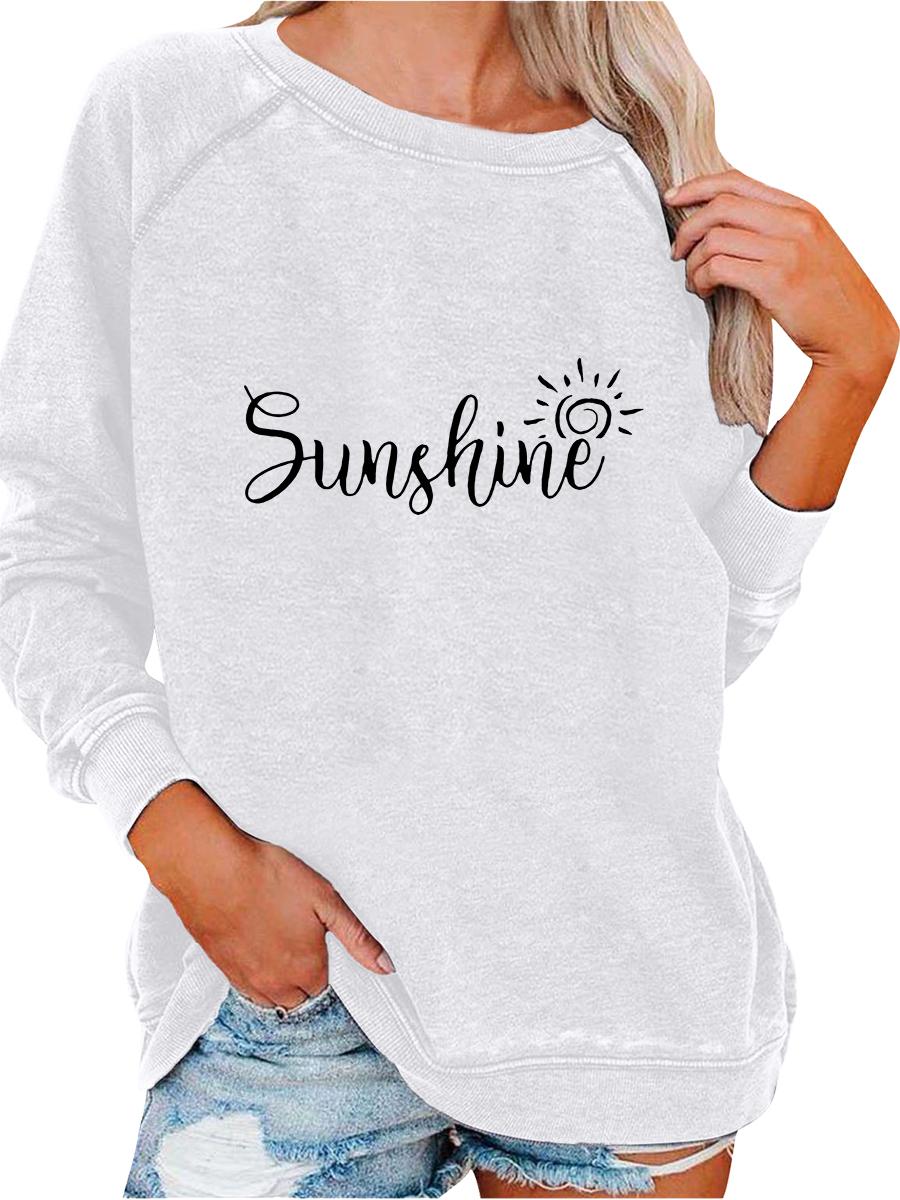 

Женский свитшот на весну/осень, модный топ с принтом, женский свитшот оверсайз, универсальный топ S белый