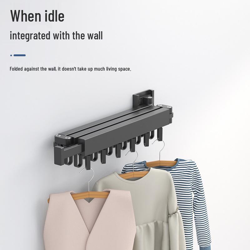 Wall-Mounted Telescopic Folding Clothes Drying Rack for Indoor/Outdoor Use