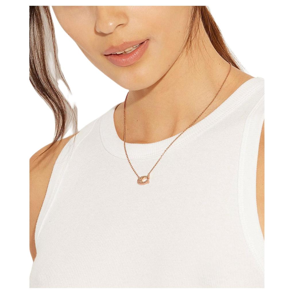 Coach Letter C Decorated Brass Necklace Women Necklace Rose-Gold F91433RGD