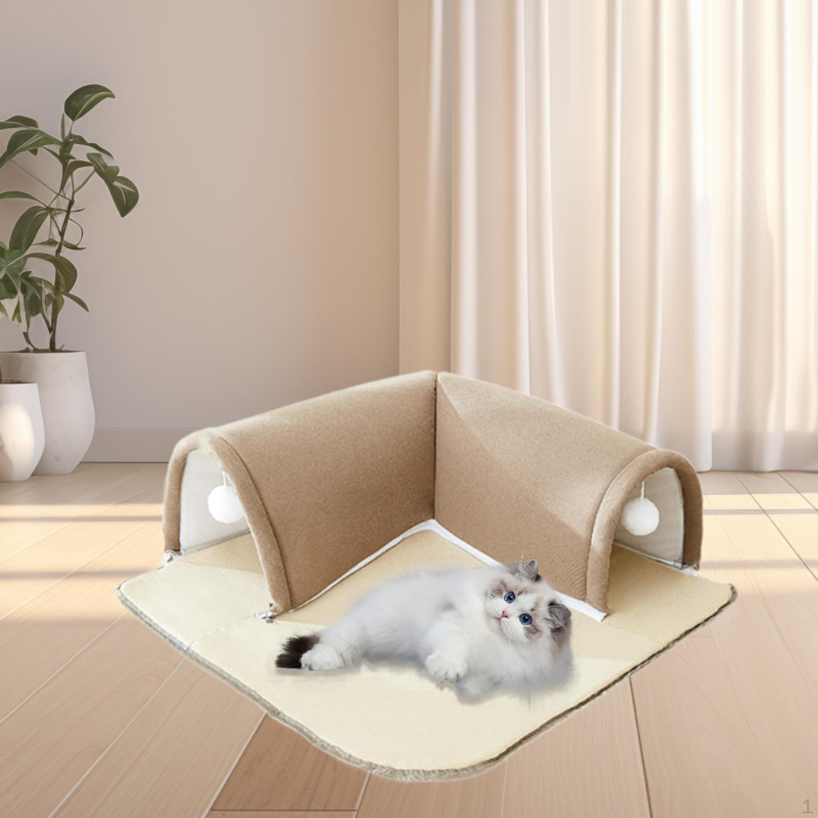 

Туннель для кошек и лежанка с мячом, мягкий моющийся пещерный домик для домашних кошек, маленький и средний