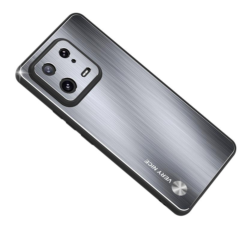 

For Xiaomi 13 Brushed Phone Protector Aluminium Alloy Back TPU Frame Anti-Scratch Cover Silver