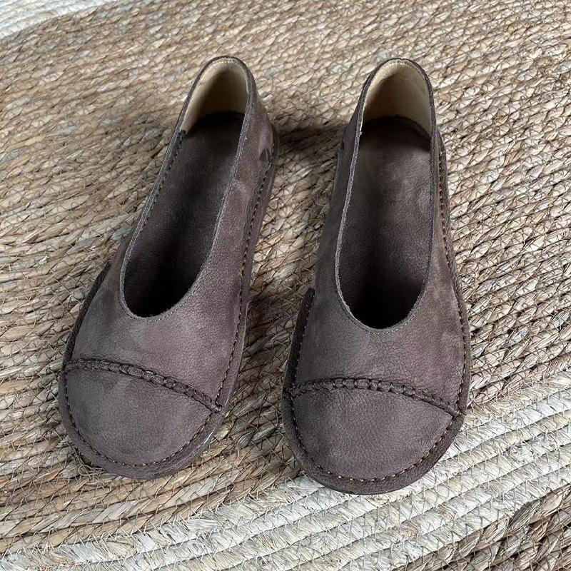 Summer first layer cowhide handmade sandals women's retro casual leather women's shoes shallow mouth soft sole L-