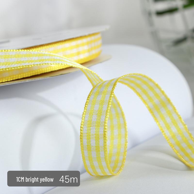1cm Solid Color Plaid Ribbon for Cake Box Packaging and Decoration