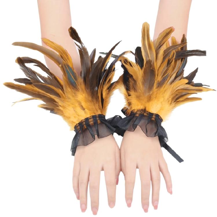 Ethnische Armstulpen mit Federn für Damen-Themenparty-Kostüm, Handgelenksmanschetten, dekorative Armbedeckungen, Halloween-Party-Accessoires