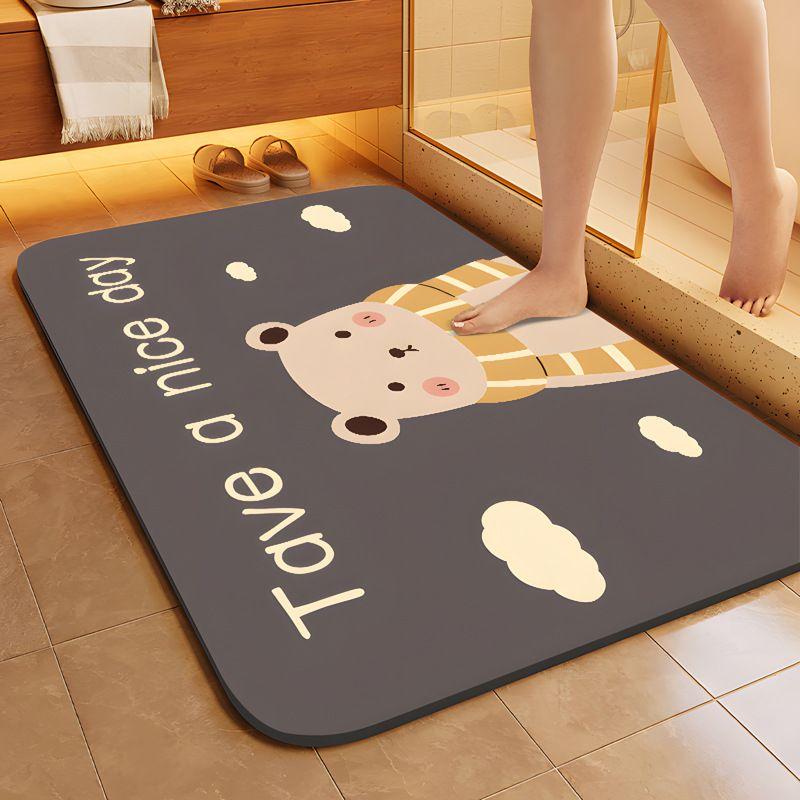 Quick-drying non-slip, bathroom diatom mud absorbent mat,   waterproof  dirt-resistant household floor mat at the bathroom door