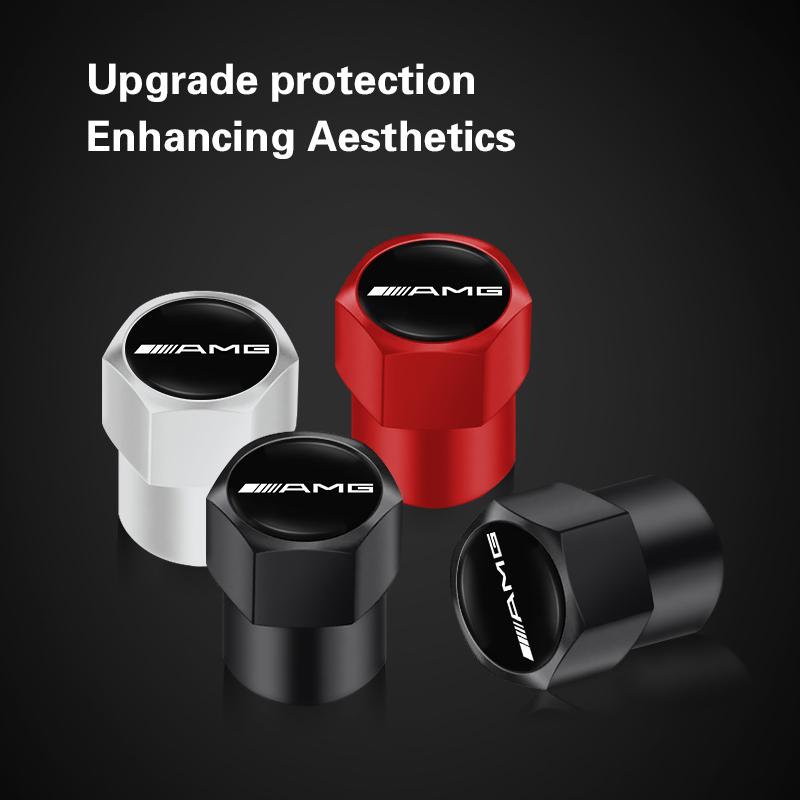 4Pcs Car Tire Valve Cap Aluminum Alloy Stem Cover For Mercedes Benz AMG Smart W205 C300 W203 W206 W108 W124 W126 W140 W168 W169