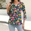 Women's Fashion Casual Print Button-down Shirt 3/4  Sleeve Tops