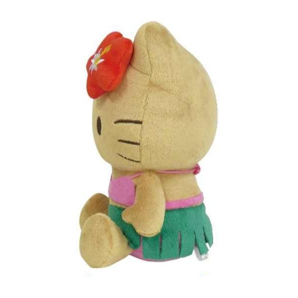 K Company Hello Kitty Sitting Plush H19 x W14 x (Suntan Series) Toy, Hibiscus, KTHI-ON-HA, D9.5cm