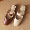 Fashion 2025 Square Head Half Slippers for Women Summer Outdoor Beach Elegant Fashion One Strap Designed Temperament Comfortable Sandals