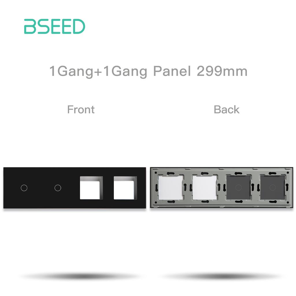 BSEED Double 1/2/3Gang Touch Switch Plus Dual Socket Crystal Glass Panel EU Standard 299mm  DIY Part Front Panel Without Switch